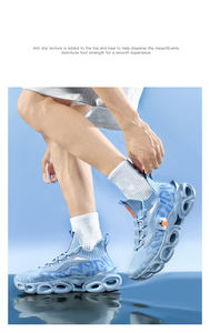 Men's <b>Black</b> Fashion <b>Sneakers</b> Knit Upper Lace-Up Casual Shoes Trendy Street Style Men's Footwear - Product Image 5