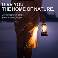Extérieur ABS Corps Rechargeable Camping LED Lanterne Portable IP65 Étanche Lumière Chaude Jardin Lumière Solaire Lumière