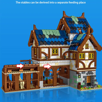 Kit de construction d'écurie médiévale de 2724 pièces pour enfants et adultes dans des constructions sur le thème de la fantaisie, idéales pour les créations de scènes de château