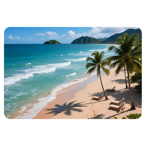 Tapis de bain en terre de diatomées rectangulaire, séchage rapide, antidérapant, pour salle de bain, douche, toilettes, design paysage océanique et plage - Product Image 3