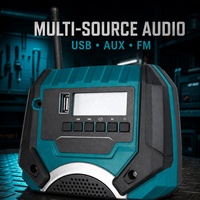 Radio de chantier portable à double alimentation DC20V / AC110-230V, radio de chantier rechargeable pour une utilisation en intérieur et en extérieur