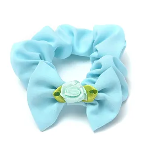 Ponytail chủ vải đàn hồi tóc Tie Rose Bow Knot hoa cho cô gái phụ nữ tóc scrunchies