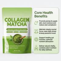 Poudre de thé matcha au collagène hydrolysé, marque privée OEM, avec extrait de champignons et vitamines, mélange de thé vert riche en protéines pour la peau
