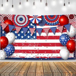 Sfondo Patriottico per il <span class=keywords><strong>4</strong></span> Luglio, Bandiera Americana con Palloncini e Striscione, Decorazione per il Giorno dell'Indipendenza Personalizzabile - Product Image 1