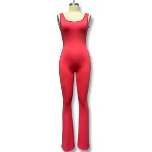 Bodysuit Yoga wanita, Jumpsuit ketat modis, Jumpsuit Yoga kasual, gaya olahraga langsing