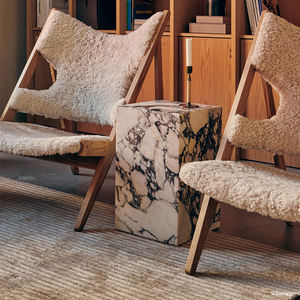 Table basse en marbre Calacatta Violet de luxe à base basse, forme rectangulaire moderne nordique, décoration de salon - Product Image 5