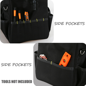 Wide Mouth Waterproof <b>Tool</b> <b>Bag</b> 39 Pockets Black <b>Tool</b> <b>Tote</b> Organizer with Adjustable Shoulder Strap OEM/ODM Customizable - Product Image 2