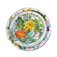 Assiettes à dîner en céramique vintage à motifs floraux, assiettes de service en porcelaine Rainforest pour mariage