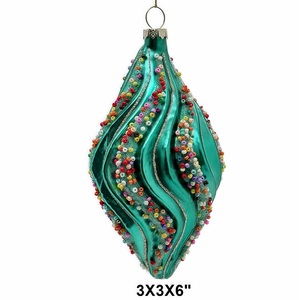 Adorno de Vidrio en Forma de Cebolla con Diseño de Espiral Azul Pavo Real de Inspiración Vintage, Artesanía de Vidrio Hecha a Mano para Decoración Festiva del Hogar, Venta al Por Mayor - Product Image 3