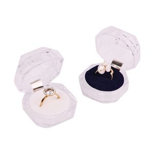 Gói đồ trang sức hộp Nhẫn Chủ Bông tai hiển thị hộp Acrylic đám cưới trong suốt bao bì lưu trữ hộp trường hợp - Product Image 1