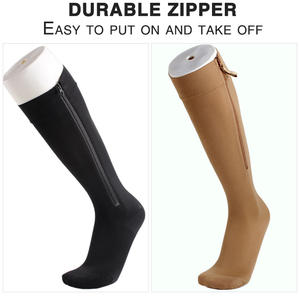 Calcetines de compresión con cremallera para mujer y hombre, 20-30 mmHg, calcetín de soporte hasta la rodilla con punta cerrada para edema y venas varicosas, venta al por mayor - Product Image 6