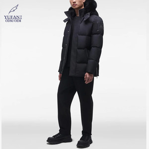 YuFan giacca trapuntata nera imbottita personalizzata <span class=keywords><strong>con</strong></span> <span class=keywords><strong>collo</strong></span> di <span class=keywords><strong>pelliccia</strong></span> piumini invernali da <span class=keywords><strong>uomo</strong></span> cappotti impermeabili antivento per <span class=keywords><strong>uomo</strong></span> - Product Image 3
