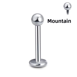 Zoryn G23 <b>Titanium</b> Alloy Natural Stone Ear <b>Studs</b> Bone <b>Studs</b> Ball Shape External/Internal Thread Design Gold/Rose Unisex - Product Image 2