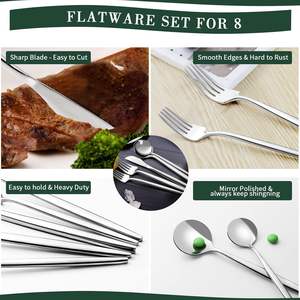 Luxury <b>Metal</b> Mirror <b>Polish</b> Silver Plated Cutlery Set Kitchen Fork Knife Spoon 5Pcs Silverware Flatware <b>Kit</b> - Product Image 6