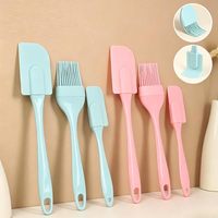 Ensemble de spatules et pinceaux à pâtisserie en silicone antiadhésif de qualité alimentaire, 3 pièces, avec mini-racloir détachable pour la pâtisserie, la cuisine et l'utilisation en cuisine