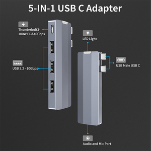 <span class=keywords><strong>USB</strong></span> C Docking Station cho PC M1 máy tính xách tay máy tính Air M1 iMac M1 4K @ 60Hz HDMI <span class=keywords><strong>USB</strong></span> 3.2 <span class=keywords><strong>Hub</strong></span> Thunderbolt 3 Giao diện đầy đủ tính năng - Product Image 2