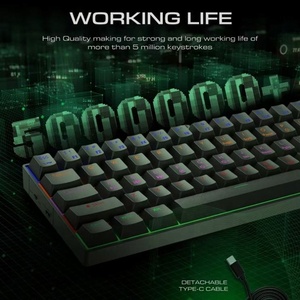 <span class=keywords><strong>Clavier</strong></span> à <span class=keywords><strong>membrane</strong></span> filaire 60 % avec capteur optique, rétroéclairage RGB, 61 touches, sensation mécanique, <span class=keywords><strong>clavier</strong></span> de jeu USB-C, autocollants - Product Image 5