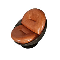 Fauteuil d'appoint pivotant en similicuir de luxe italien pour salon, chaise longue en fibre de verre en forme de boule pour hôtel et villa