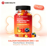 OEM Private Label Calcium Magnesium Zink Vitamine D3 Gummies 60 stuks Botgezondheid Zenuw Spier Immuniteit Fruit voor Volwassenen Op Maat