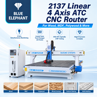 Routeur CNC 4 axes haute précision 2137 ATC avec changeur d'outils automatique linéaire pour meubles, portes d'armoires, moules, sculpture sur bois 3D