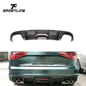 Serat karbon S4 Bumper belakang bibir dengan lampu rem untuk Audi S4 B8 A4 Sline Sport Sedan Saloon 2008 - 2012