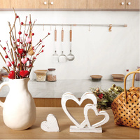 2 pièces de décoration de table en bois rustique vintage écologique fait à la main en forme de cœur pour la Saint-Valentin