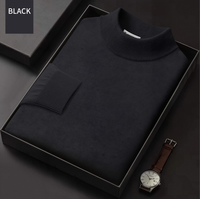Pull en cachemire et laine tricoté pour homme, col semi-montant, uni, pour l'hiver