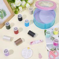 Mini kit de couture portable écologique avec boîte de rangement en métal pour la maison ou les voyages, idéal pour les travaux d'aiguille et les fournitures de couture