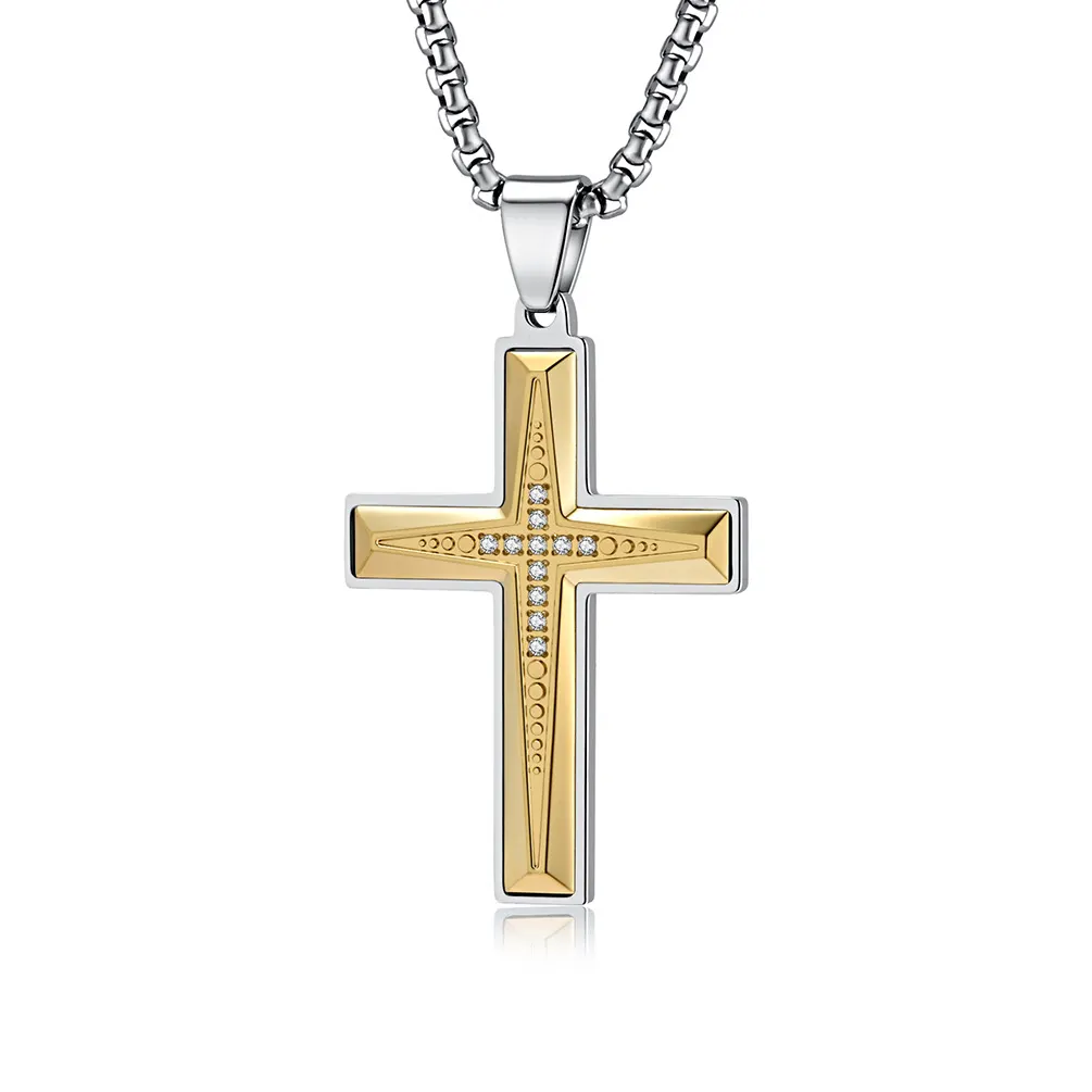 Jésus Croix Pendentif En Acier Inoxydable De Mode Bijoux Chrétiens Plaqué Or Crucifix Hommes Pendentif Collier Graduation Cadeau