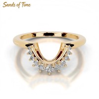 Anneau de rehaussement double rangée en argent sterling S925 avec moissanite ronde, design géométrique moderne évidé, personnalisable pour femme, fabrication OEM