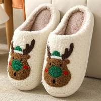 Chausson d'Intérieur en Gros pour Noël, Chaussures Douillettes en Peluche à Motif Père Noël et Sapin, Pantoufles d'Hiver Chaudes en Coton