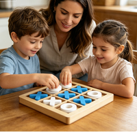 Jeu de société en bois XO Tic Tac Toe |   Jouet éducatif préscolaire pour enfants pour le développement de la pensée logique et le jeu interactif à deux joueurs sur table