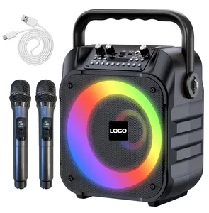 2024 Nieuwe Trends Van Amz Karaoke Machine Met Twee Draadloze Microfoon Draagbare Bluetooth Karaoke Speaker Voor Feest En Buiten