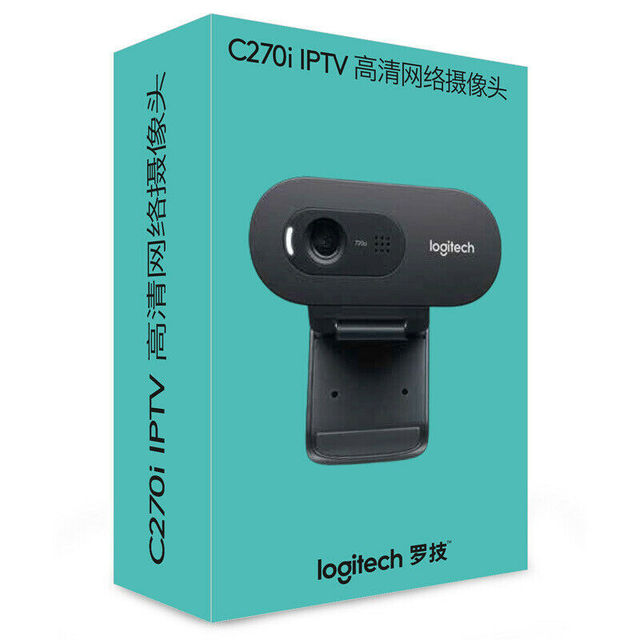 For Logitech C270i HD 720P Mini USB Webcam Black with Built-in Microphone and CMOS Sensor for Home Office or Desktop/Laptop