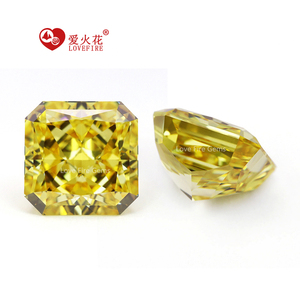Gema Sintética de Circonita Cúbica con Corte de Hielo Triturado de Grado 5A+, 7x7mm a 10x10mm, Corte Cuadrado, Color Amarillo Intenso, para Anillo - Product Image 2