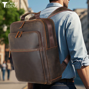 Tiding Genuine Leather Laptop <b>Backpack</b> 15.6 Inch Durable Men Outdoor Travel - Product Image 1