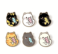 Broche en émail métallique Kawaii en forme de poisson pour badges, mignonne broche animale de dessin animé plaquée or, souvenir, cadeau en gros, commande en gros