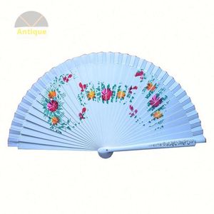 Elegante Abanico de Bambú Vintage para Boda, con Encaje Blanco y Borlas, Diseño Plegable Hecho a Mano, Técnica Pintada, Portátil - Product Image 6