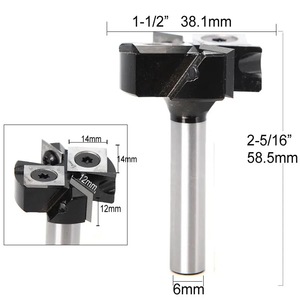 Rabot à bois à 2 cannelures 38.1mm 45mm Diamètre de coupe 6 <span class=keywords><strong>8</strong></span> 12 mm Queue Spoilboard Surfaçage Router Bit Insert Carbide Slab - Product Image 5