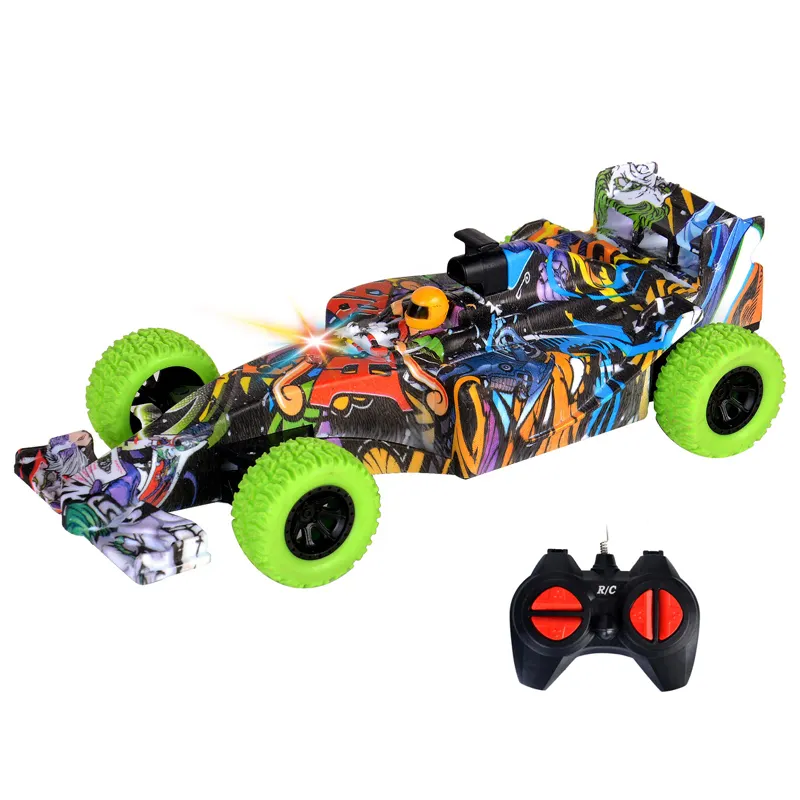 Niños 4Wd Rc Graffiti Car Control remoto Stunt Racing Toy Coche de control remoto de alta velocidad