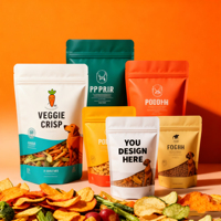 Sac refermable en plastique laminé mylar sachets alimentaires emballage personnalisé imprimé conçu zip-lock croustilles végétariennes pochette debout