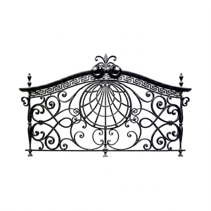 Victorian-style <b>wall</b>-<b>mounted</b> wrought iron railing, featuring an elegant design, rust resistance, and easy installation. - Product Image 1