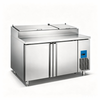 Table de préparation réfrigérée professionnelle pour buffet, avec refroidissement par air et vitrine réfrigérée pour salades