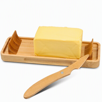 Nouveau design moderne, récipient à beurre en bambou écologique détachable avec couvercle à rabat et couteau pour comptoir de cuisine