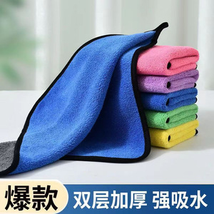 Paño de limpieza de cocina absorbente y grueso de doble cara, 30x30 cm, para ollas y sartenes, uso diario, color sólido, rectangular - Product Image 4