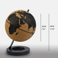 Globe de bureau avec broche Globe rotatif en liège fait à la main sphère en liège Globe du monde avec broche