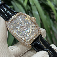 Montre mécanique entièrement sertie de diamants pour femme, étanche, bracelet en cuir, montre-bracelet de luxe, meilleure vente 2026