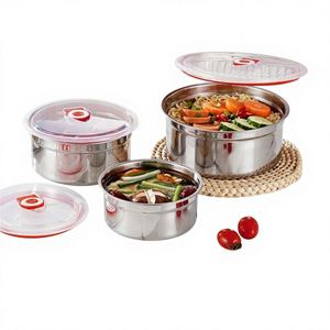 304 Stainless Steel Sealed Leak-Proof Fresh-Keeping Portable <b>Lunch</b> Box With Lid for Kitchen Refrigerator Restaurant/Hotel Use - Product Image 1