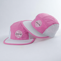Casquette à 5 panneaux Matériau en nylon Couleur rose Extérieur Sport Casquette de camp Chapeau de course Imperméable à l'eau Personnalisé Séchage rapide Camp Camper Chapeau à cinq panneaux