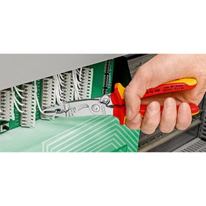 Alicates de instalación eléctrica Knipex 13 96 200, crimpadora de alambre de acero cromado, mango de agarre suave, grado industrial - Product Image 1